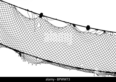 Vecchia rete da pesca, nero su bianco, Limenaria sull isola di Thasos, Grecia. Foto Stock