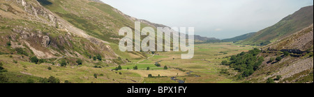 Vista panoramica di th Nant Francon Pass , Snowdonia Galles del Nord Foto Stock