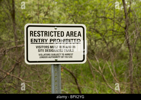 Area riservata segno. Il Moraine Hills State Park. Illinois Foto Stock