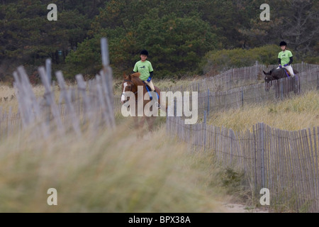 Popham beach, equitazione, Maine Foto Stock