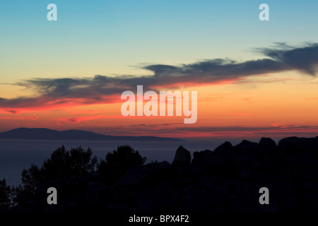Tramonto sul mare adriatico. Foto Stock