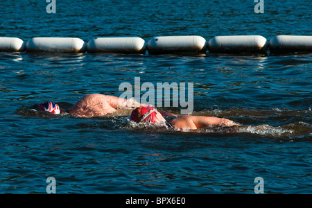 I nuotatori in Serpentine ad Hyde Park, Londra Foto Stock