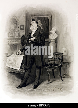 Abbozzo del carattere del sig. Pecksniff da Martin Chuzzlewit da Charles Dickens. Artista Frederick Barnard.. Foto Stock