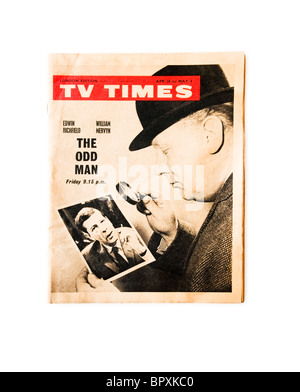 Coperchio anteriore design del TV Times, London Edition, 1963 con titolo - lo strano uomo Foto Stock