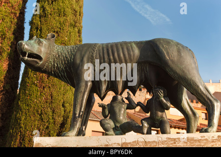 Segovia, provincia di Segovia Spagna. La lupa lattante Romolo e Remo. Foto Stock