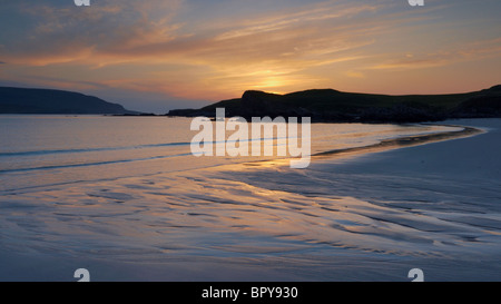 Tramonto a Balnakeil Bay sull'estremo nord ovest della Scozia UK Foto Stock