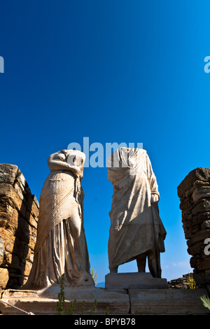 Cleopatra e Marcus Antonius statue in casa di Cleopatra in Delos Foto Stock