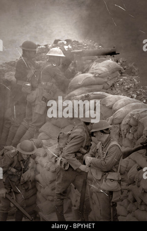 Esercito britannico di fanti sul front-line della Somme nel 1916 Foto Stock