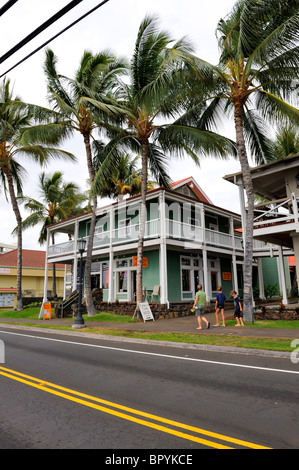 Negozi e gallerie su la comoda strada principale di Kailua-Kona, Big Island delle Hawaii, Foto Stock