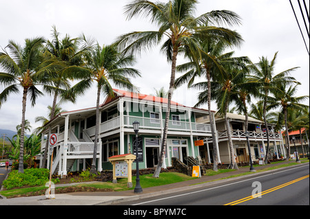 Negozi e gallerie su la comoda strada principale di Kailua-Kona, Big Island delle Hawaii, Foto Stock