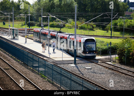 Nottingham express transit a Highbury vale la fermata del tram England Regno Unito Foto Stock