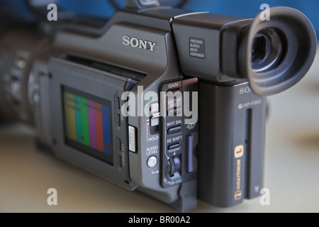 Close up di un Sony videocamera mini DV Foto Stock