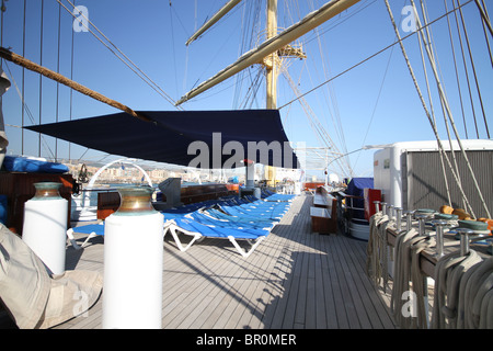 Il ponte della Royal Clipper Tall Ship Foto Stock