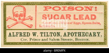 Un medico vintage tintura di avvertimento etichetta di veleno Foto Stock