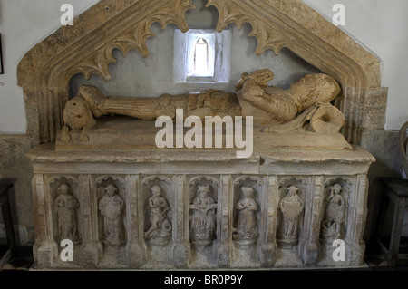 Sir John Blaket tomba, la chiesa di Santa Maria, Icomb, Gloucestershire, England, Regno Unito Foto Stock