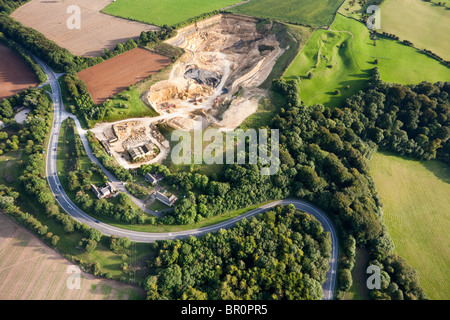 Cava di calcare di Cotswold in cima a Fish Hill, Broadway, Worcestershire Regno Unito Foto Stock