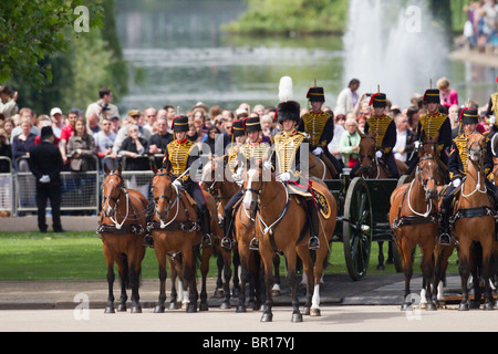 Re della truppa cavallo Royal Artillery nella parte anteriore del St James Park, 'Trooping il colore' 2010 Foto Stock