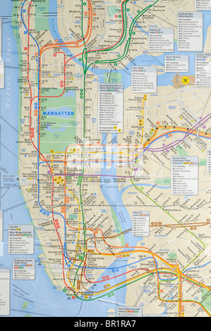 New York City metropolitana e autobus mappa Foto Stock