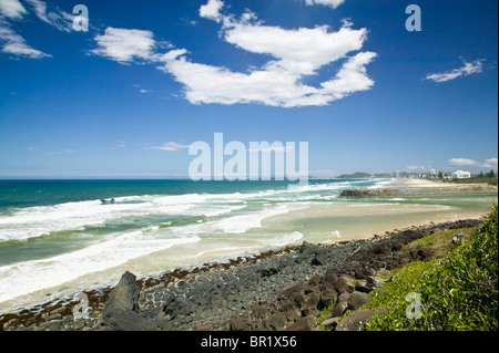 Australia, Queensland, Gold Coast, Burleigh Heads. Vista mare da Burleigh testa Parco Nazionale. Foto Stock