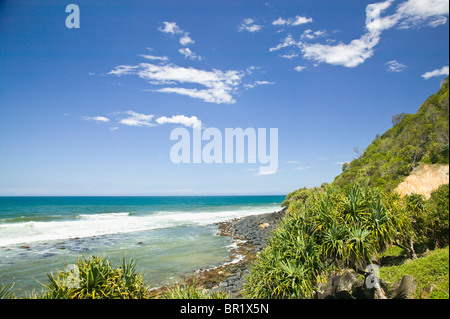 Australia, Queensland, Gold Coast, Burleigh Heads. Vista mare da Burleigh testa Parco Nazionale. Foto Stock