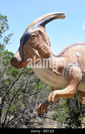 Parasaurolophus, mondo di dinosauri, Glen Rose, Texas, Stati Uniti d'America Foto Stock