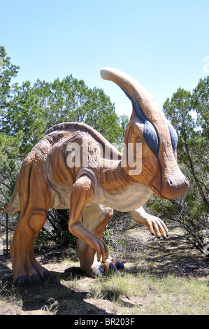 Parasaurolophus, mondo di dinosauri, Glen Rose, Texas, Stati Uniti d'America Foto Stock