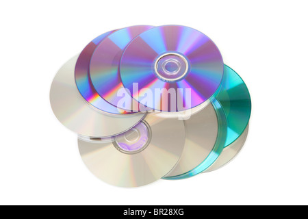 Colorato compact disc-CDs isolati su sfondo bianco Foto Stock