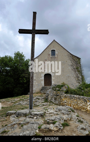 Vecchia cappella medievale ad angoli sur l'Anglin Vienne Poitou Charentes Francia Foto Stock