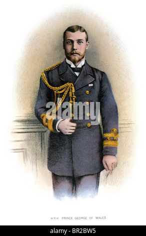 S.a.r. il principe George del Galles successivamente George V del Regno Unito in un Royal Navy uniforme. Foto Stock