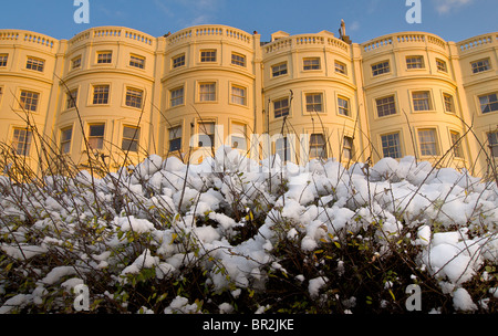 Brunswick Square nella neve, Hove, Brighton e Hove, East Sussex, Inghilterra Foto Stock