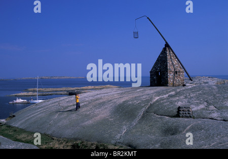 Vecchio faro in Tjøme, Verdens ende, Norvegia Foto Stock