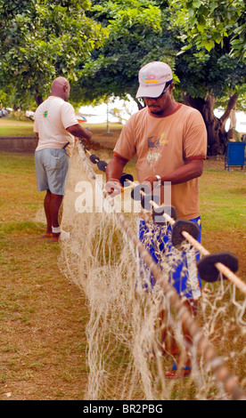 Pesca-net rinnovamento, Tamarin, Mauritius Foto Stock