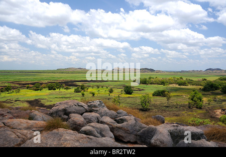 Telecomando e paesaggio selvaggio di Nadab floodplain UNESCO World Heritage Site di Kakadu National Park, il Territorio del Nord, l'estremità superiore, Australia Foto Stock