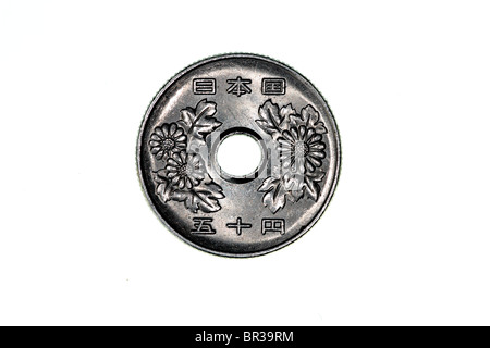 50 giapponese yen coin Foto Stock