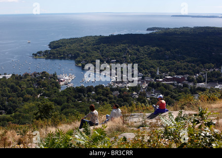 Camden, Maine da Mount Battie Foto Stock