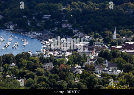 Camden, Maine da Mount Battie Foto Stock