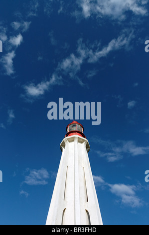 Il faro di padre punto Rimouski, sito del naufragio della Imperatrice d'Irlanda Foto Stock