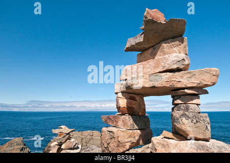 Inukshuk/Inunnguaq, Cape Bonavista, Bonavista Penisola, Terranova, Canada Foto Stock