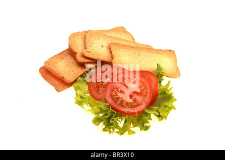 Melba toast con lattuga e pomodoro Foto Stock