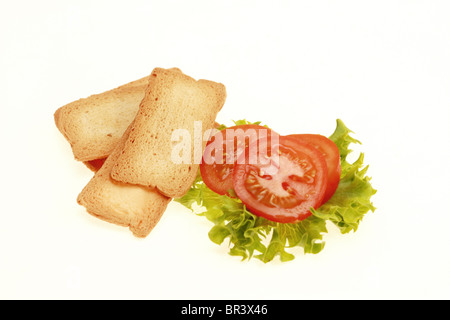 Melba toast con lattuga e pomodoro Foto Stock