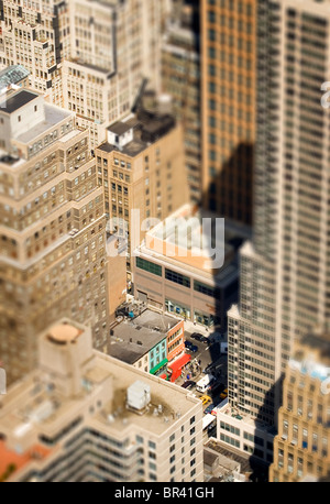 Una vista da sopra della città nella città di New York, New York. (Fuoco selettivo) Foto Stock