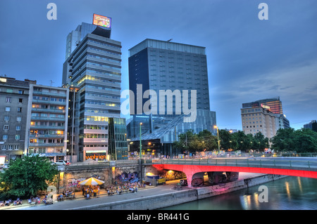 Wien, Schwedenplatz, Schiffsstation Foto Stock