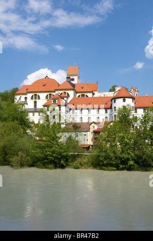 Abbazia San Mang e Lech, Fuessen, Baviera, Germania, Europa Foto Stock