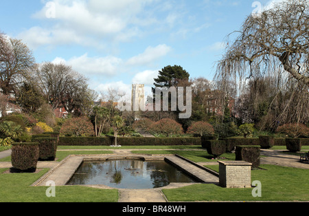 Il ben curato area conosciuta come KIngsnorth Giardini in Folkestone, Kent, Regno Unito Foto Stock