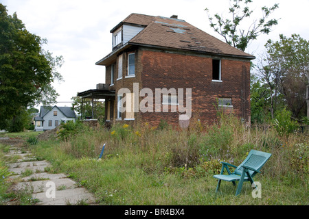 Vacante abitazione sul lato est di Detroit Michigan STATI UNITI Foto Stock