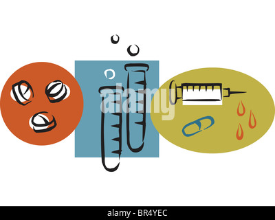 Una foto di vari tipi di medicazione Foto Stock