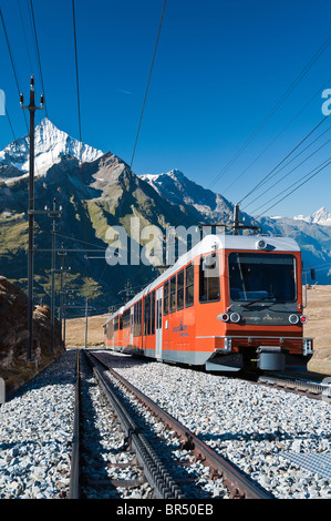 Indicatore Gornergratbahn mountain ferrovia a cremagliera, Zermatt, Vallese, Svizzera Foto Stock