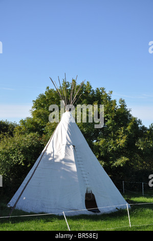 Un tende Tepee tenda su Clyne farm campeggio nel Galles Foto Stock