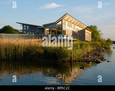 Crepuscolo presso il Centro Visita di Attenborough Riserva Naturale, Nottinghamshire England Regno Unito Foto Stock