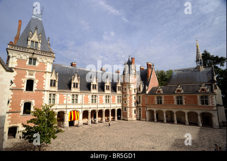 Francia, Valle della Loira, Blois, cortile del castello Foto Stock
